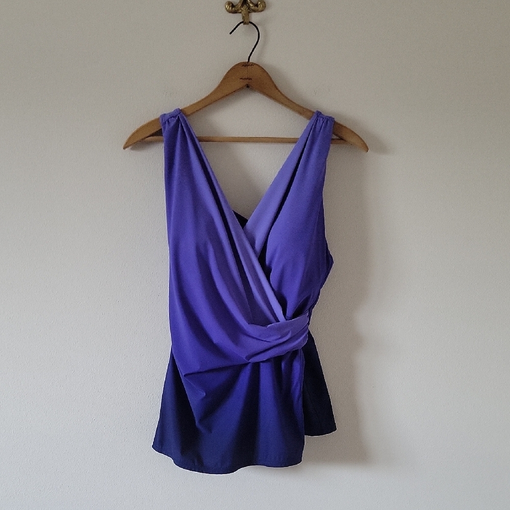 Lands' End Purple Ombre Wrap‎ Tankini Size 10DDD
